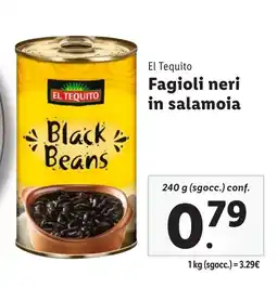 Lidl El Tequito Fagioli neri in salamoia offerta