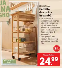 Lidl LIVARNO home Carrello da cucina in bambù offerta