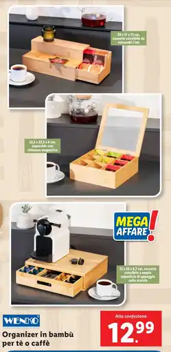 Lidl WENKO Organizer in bambù per tè o caffè offerta