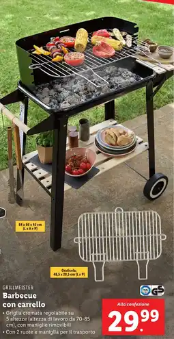 Lidl GRILLMEISTER Barbecue con carrello offerta