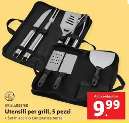 Lidl GRILLMEISTER Utensili per grill, 5 pezzi offerta