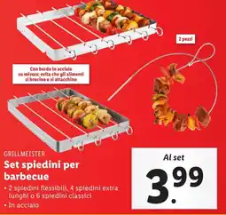 Lidl GRILLMEISTER Set spiedini per barbecue offerta