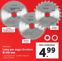 Lidl PARKSIDE Lama per sega circolare Ø 210 mm offerta