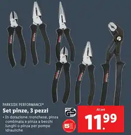 Lidl PARKSIDE PERFORMANCE Set pinze, 3 pezzi offerta