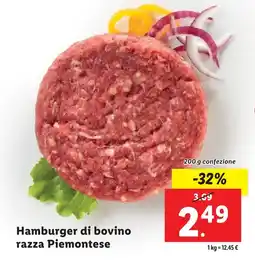 Lidl Hamburger di bovino razza Piemontese offerta