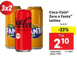 Lidl Coca-Cola Zero o Fanta lattina offerta