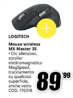 MediaWorld LOGITECH Mouse wireless MX Master 3S offerta