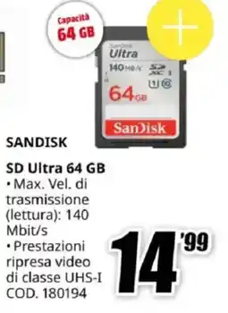 MediaWorld SANDISK SD Ultra 64 GB offerta