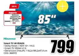 MediaWorld Hisense Smart TV 4K 85A6N offerta