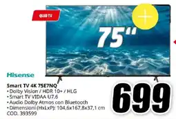 MediaWorld Hisense Smart TV 4K 75E7NQ offerta