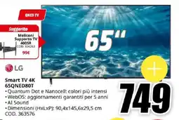 MediaWorld LG Smart TV 4K 65QNED80T offerta