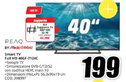 MediaWorld PEAQ Smart TV Full HD 40GF-7124C offerta