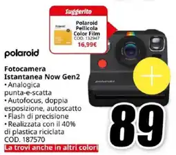 MediaWorld polaroid Fotocamera Istantanea Now Gen2 offerta