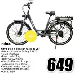 MediaWorld nilox City E-Bike J5 Plus con ruote da 26" offerta