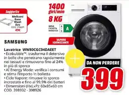 MediaWorld SAMSUNG Lavatrice WW80CGC04DAEET offerta