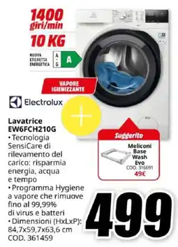 MediaWorld Electrolux Lavatrice EW6FCH210G offerta