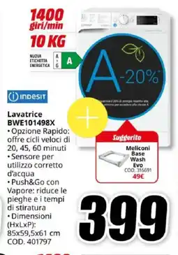 MediaWorld INDESIT Lavatrice BWE101498X offerta