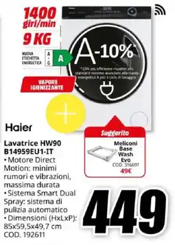 MediaWorld Haier Lavatrice HW90 B14959EU1-IT offerta