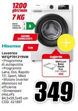 MediaWorld Hisense Lavatrice WFQP701219VM offerta