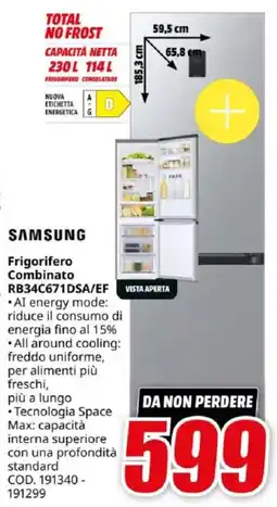 MediaWorld SAMSUNG Frigorifero Combinato RB34C671DSA/EF offerta