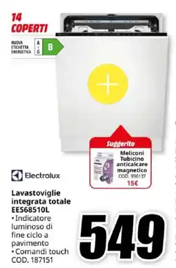 MediaWorld Electrolux Lavastoviglie integrata totale EES68510L offerta