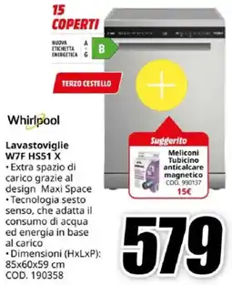 MediaWorld Whirlpool Lavastoviglie W7F HS51 X offerta