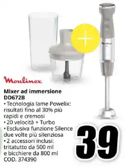 MediaWorld Moulinex Mixer ad immersione DD672B offerta