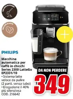 MediaWorld PHILIPS Macchina automatica per caffè in chicchi Series 2300 LatteGo EP2331/10 offerta