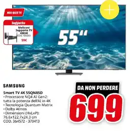 MediaWorld SAMSUNG Smart TV 4K 55QN85D offerta