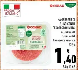 Conad HAMBURGER DI SUINO CONAD PERCORSO QUALITA' offerta