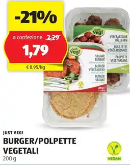 ALDI Just veg! burger/polpette vegetali offerta