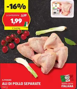 ALDI Il podere ali di pollo separate 550 g offerta