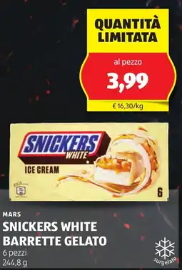 ALDI Mars snickers white barrette gelato offerta