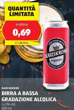 ALDI Karlskrone birra a bassa gradazione alcolica offerta