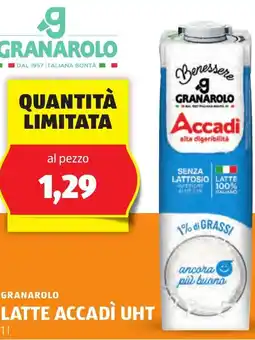 ALDI Granarolo latte accadì UHT offerta
