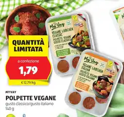 ALDI Myvay polpette vegane offerta
