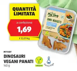 ALDI Myvay dinosauri vegani panati offerta