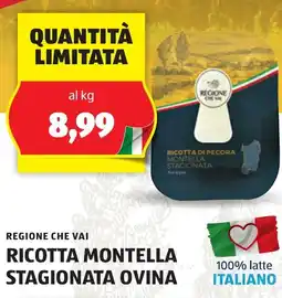 ALDI Regione che vai ricotta montella stagionata ovina offerta