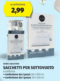 ALDI Home creation sacchetti per sottovuoto offerta