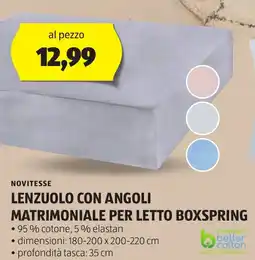 ALDI Novitesse lenzuolo con angoli matrimoniale per letto boxspring offerta