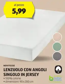 ALDI Novitesse lenzuolo con angoli singolo in jersey offerta