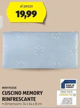 ALDI Novitesse cuscino memory rinfrescante offerta