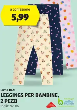 ALDI Lily & dan leggings per bambine, 2 pezzi offerta
