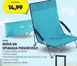 ALDI Crane sedia da spiaggia pieghevole offerta