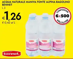Bennet Bennet acqua naturale maniva fonte alpina bagolino offerta