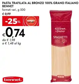 Bennet Bennet pasta trafilata al bronzo 100% grano italiano offerta