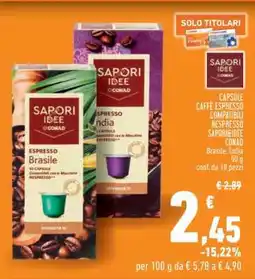 Conad Superstore Capsule Caffè Espresso Compatibili Nespresso Sapori&Idee Conad offerta