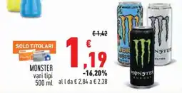 Conad Superstore MONSTER vari tipi 500 ml offerta