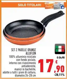 Conad Superstore SET 2 PADELLE ORANGE ALLUFLON offerta