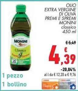 Conad Superstore Olio Extra Vergine di Oliva Premi e Spremi Monini classico offerta